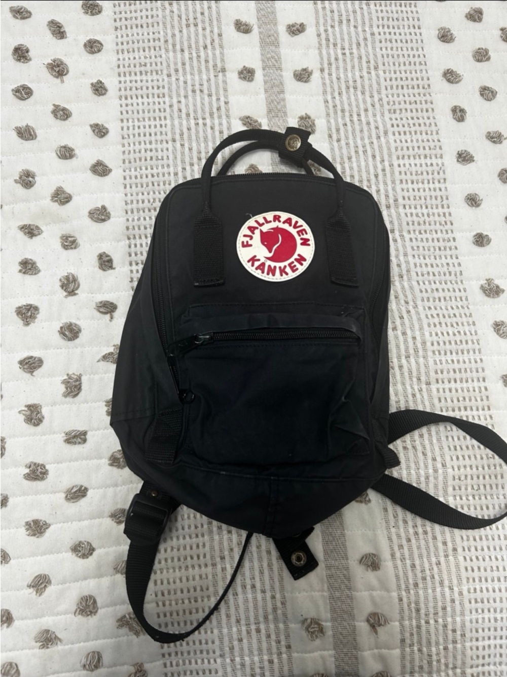 Fjallraven Kanken Mini Backpack - Black with Red Logo